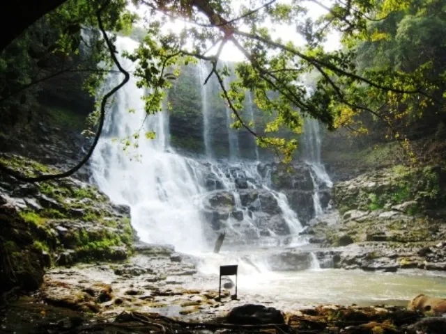 Vue panoramique sur le plateau de Kirirom avec foret de pins et ciel degage au Cambodge