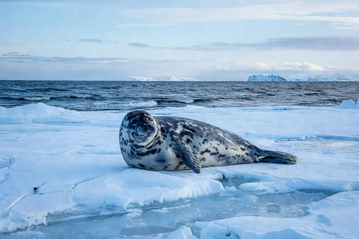 Morse de l'Atlantique aux defenses imposantes se reposant sur la banquise de la mer de Barents