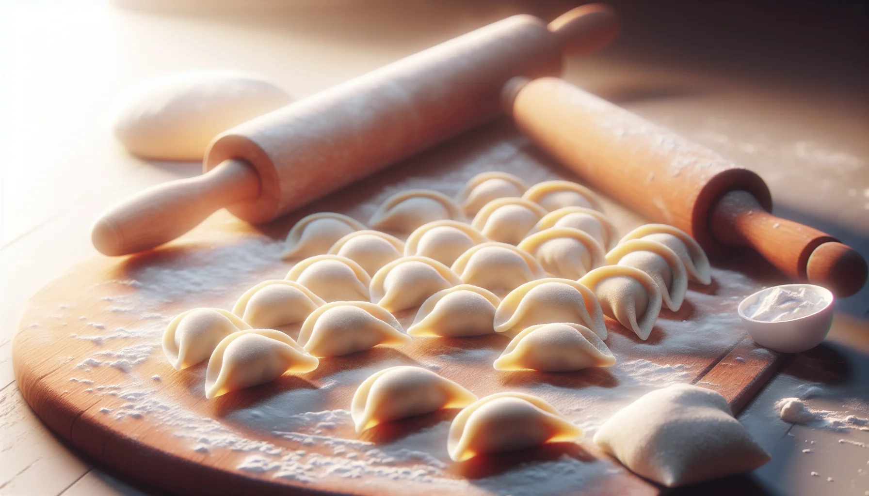 Assiette de pelmeni russes faits maison avec creme aigre et aneth frais