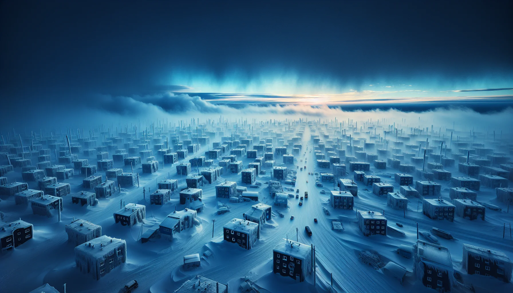 Paysage hivernal de Yakoutie avec des arbres couverts de givre sous un ciel bleu glacial